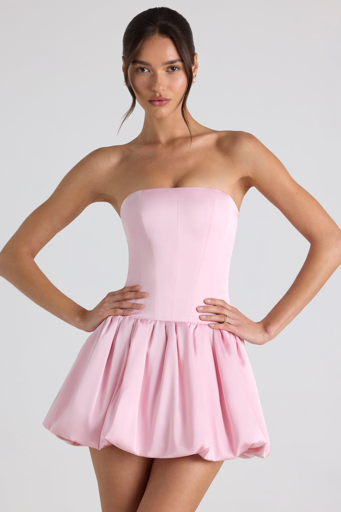 Gorsetowa sukienka mini w kolorze delikatnego różu