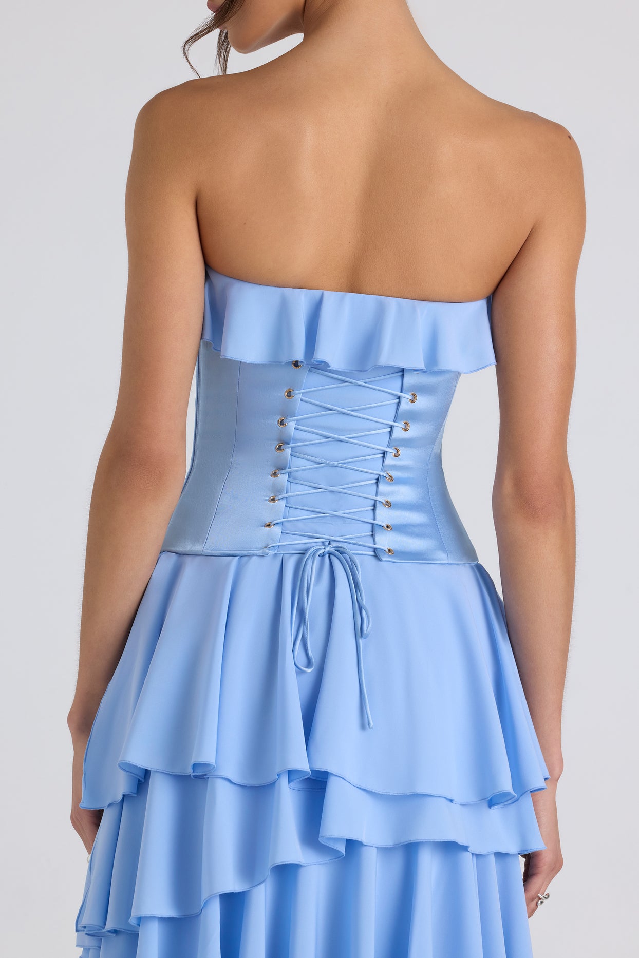 Tiered Corset Gown in Sky Blue