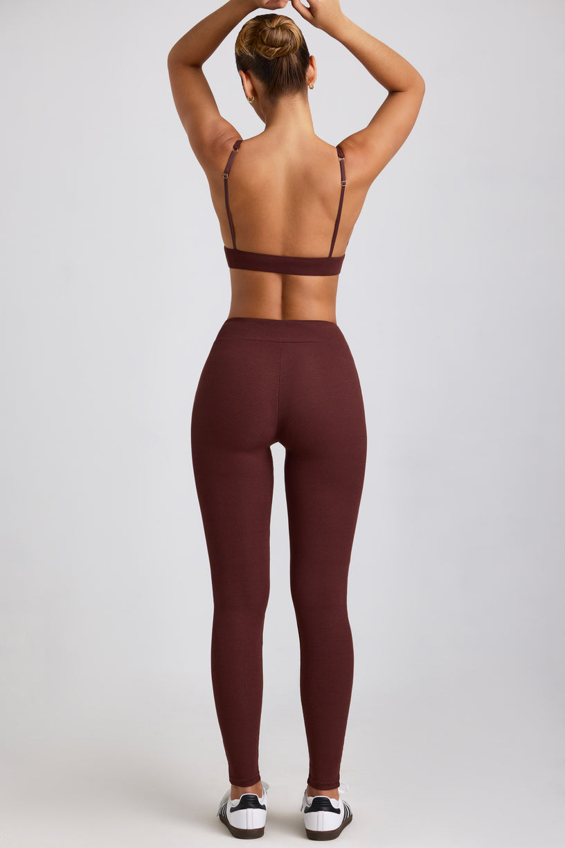 Ribbed Modal High Waist Leggings in Espresso - 2