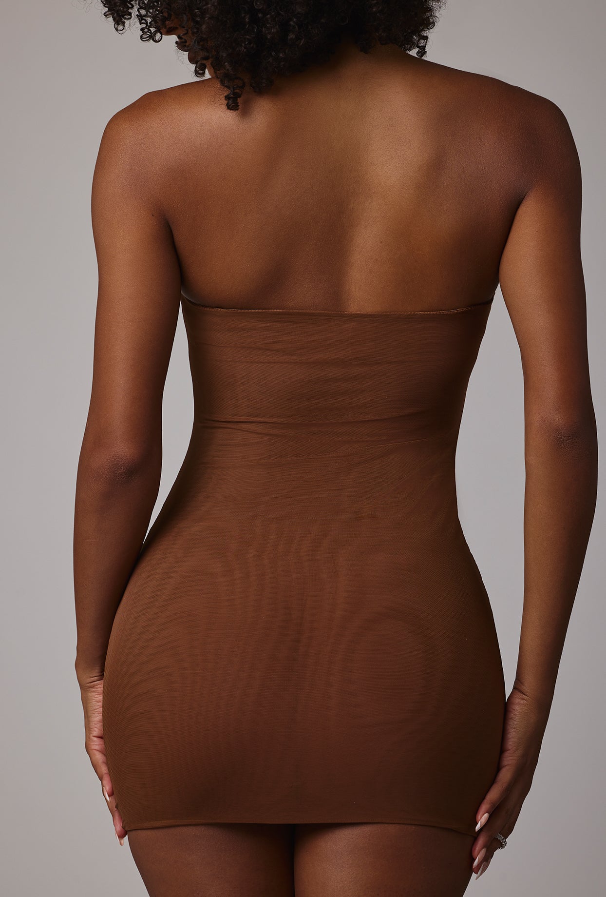 Intimates Soft Mesh Mini Slip Dress in Mocha
