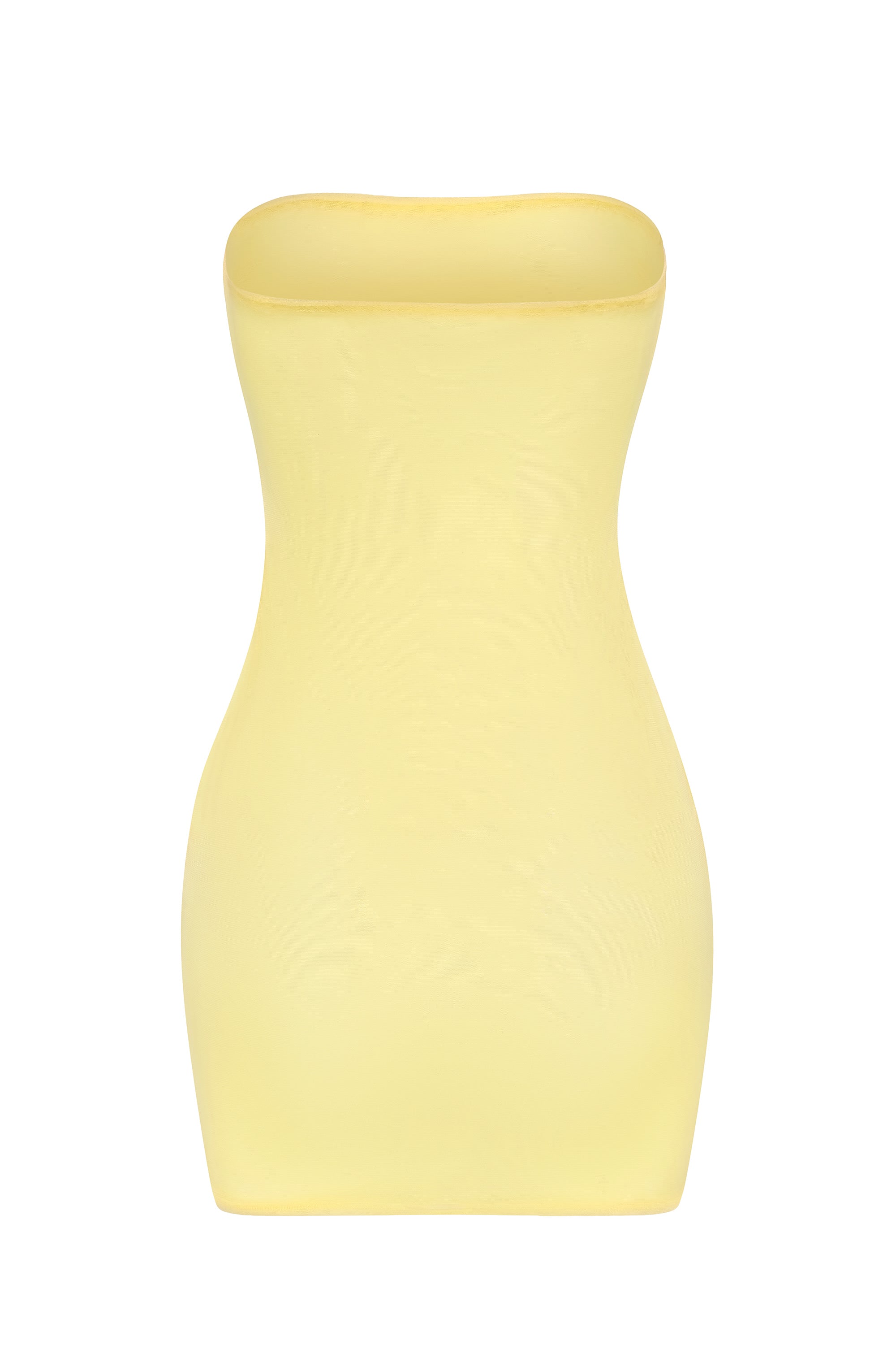 Soft Sheer-Mesh Bandeau Mini Slip Dress in Yellow - 2