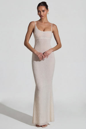 Duhamel Embellished Asymmetric Maxi Dress in White