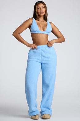 Tall Low Rise Straight Leg Fleece Joggers in Baby Blue