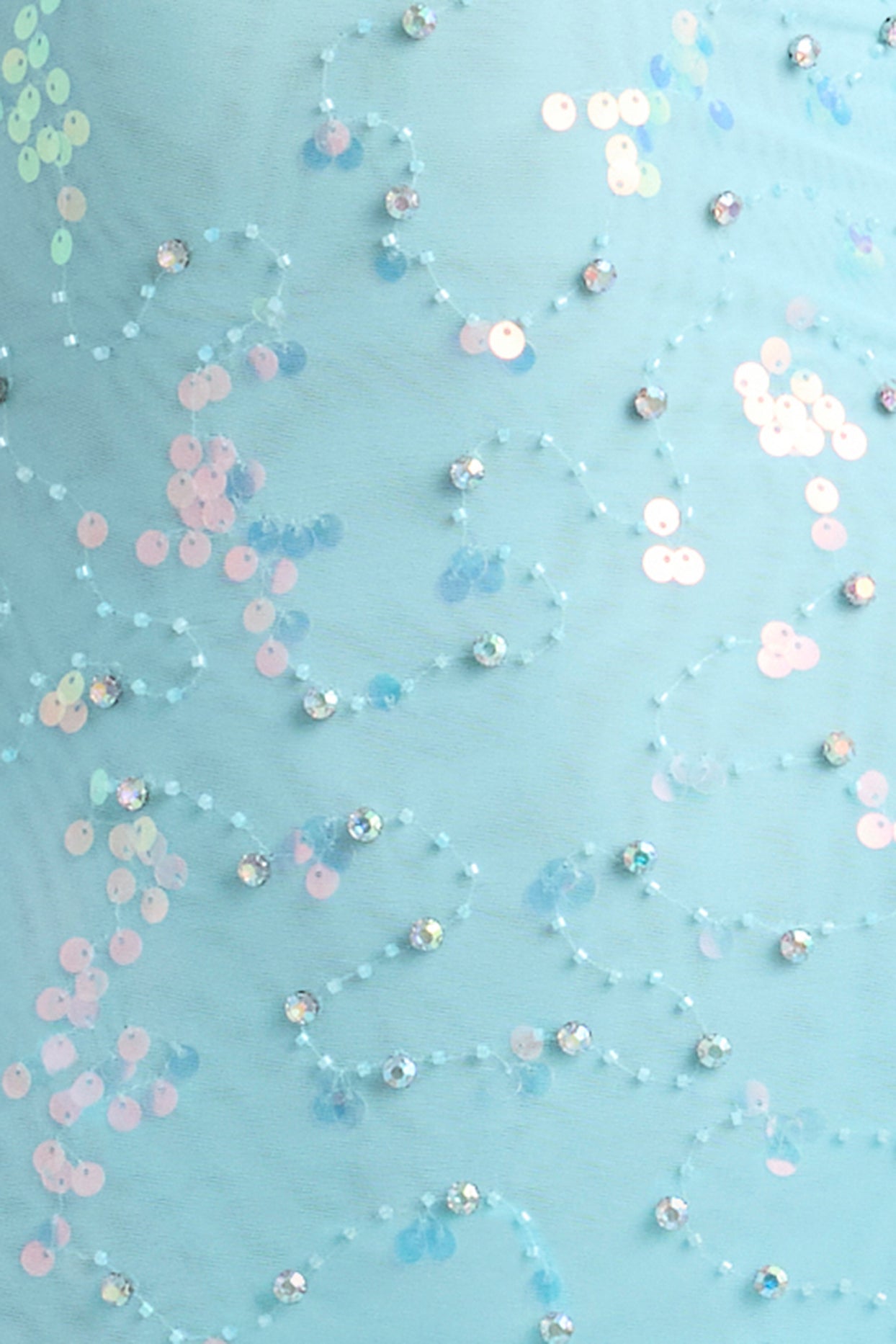 Ozdobiona sznurowana sukienka mini w kolorze lodowego błękitu