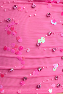 Micro-jupe froncée taille mi-haute en rose bubblegum