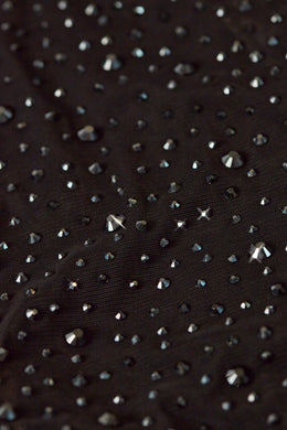 Embellished Cowl-Neck Crop Top in Black