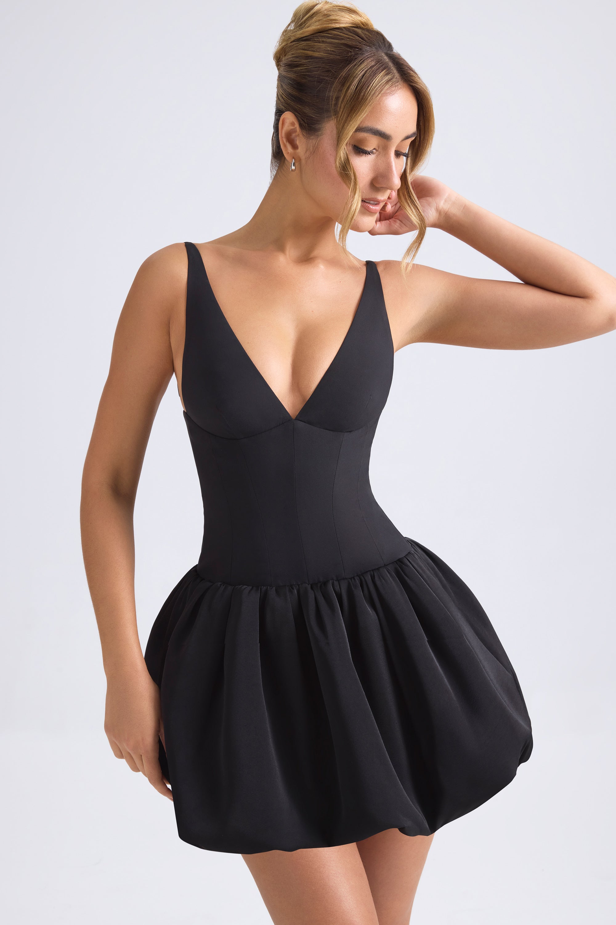 Anahita Lace Up Bubble Hem Corset Micro Mini Dress In Black Oh Polly anahita-lace-up-bubble-hem-corset-micro-mini-dress-in-black-oh-polly