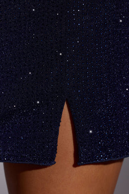 Ozdobiona sukienka mini o linii A w kolorze Royal Indigo