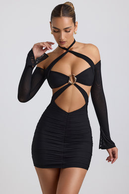 Sukienka mini z wycięciem w kolorze czarnym