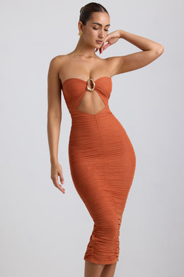 Sukienka Midaxi bez ramiączek w kolorze spalonej pomarańczy