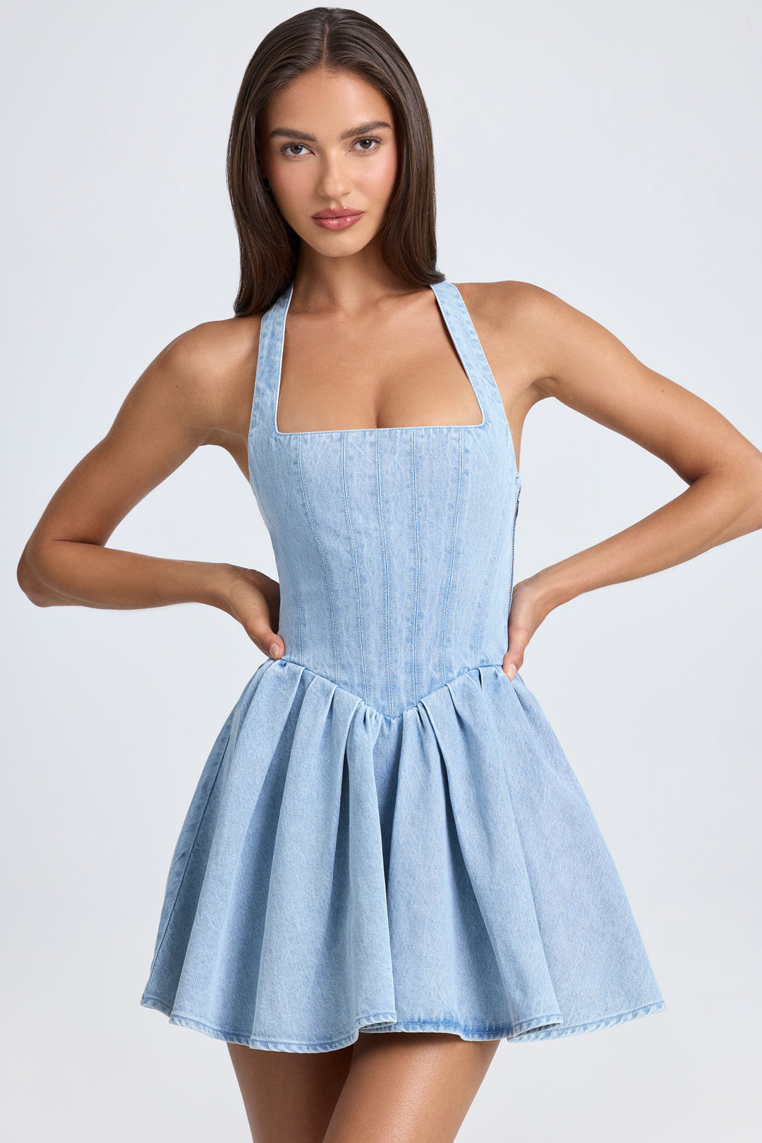 Blue Microcheck Dressy Short Set