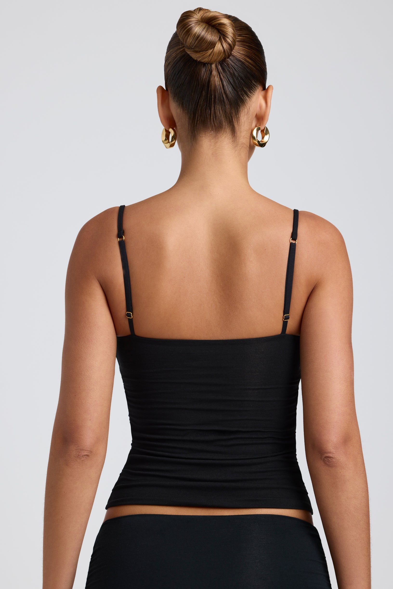 Modal Ruched Layered Tank Top in Black - 2