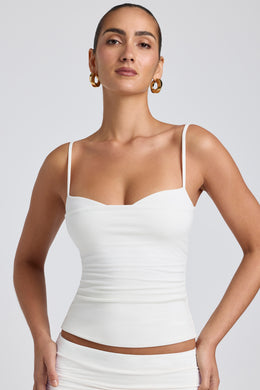 Modal Ruched Layered Tank Top in White