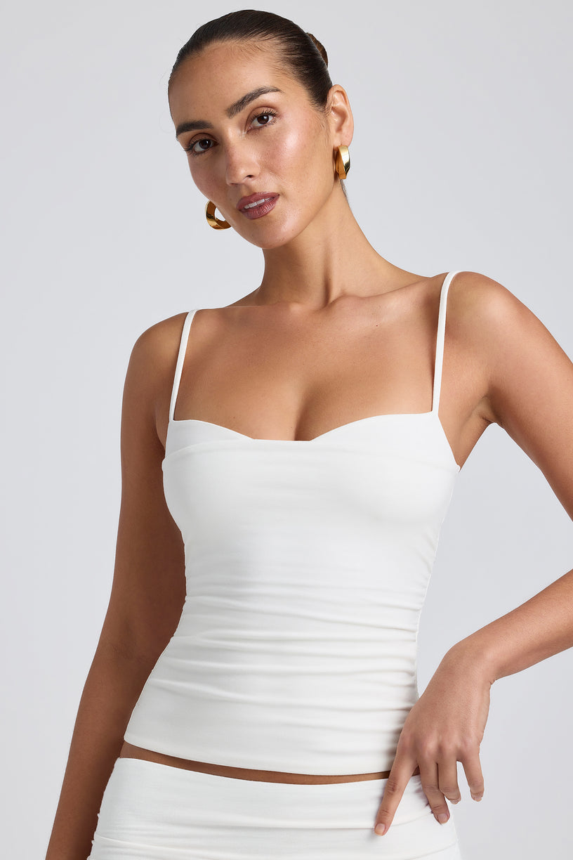 Modal Ruched Layered Tank Top in White - 1