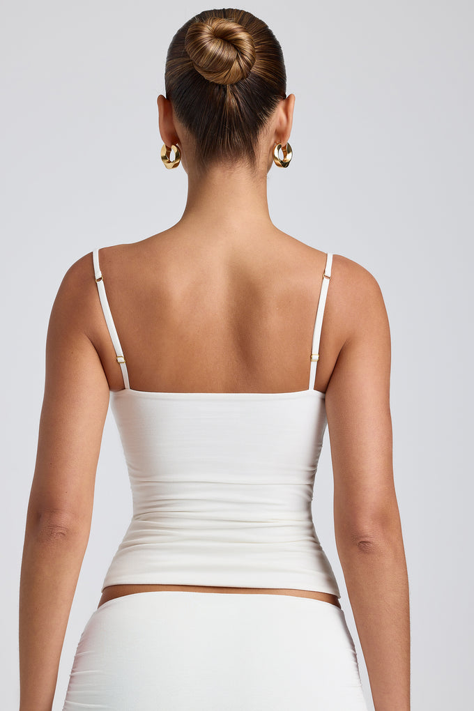 Modal Ruched Layered Tank Top in White