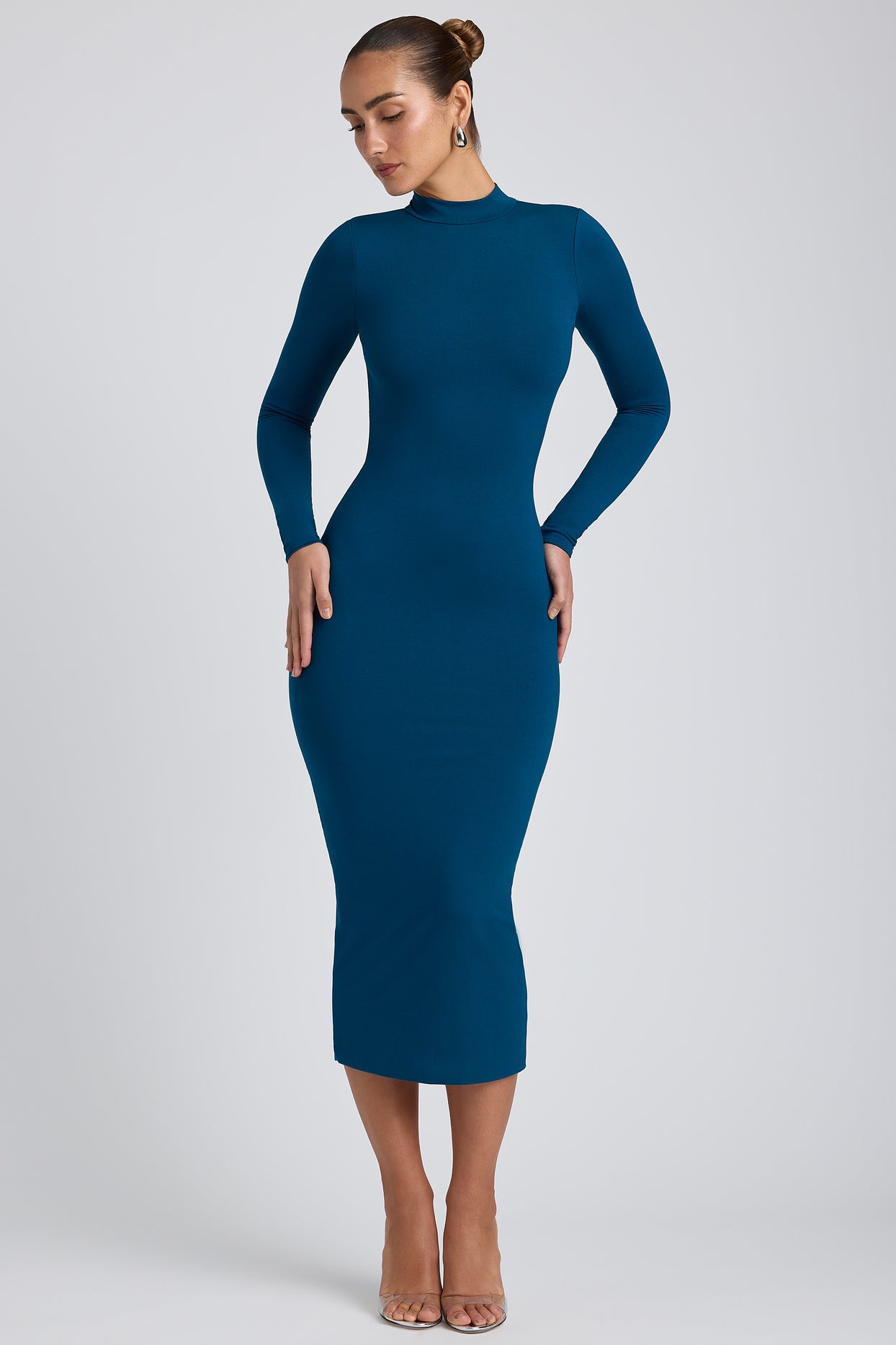 Modal Cross-Back Midaxi Dress in Deep Teal - 7