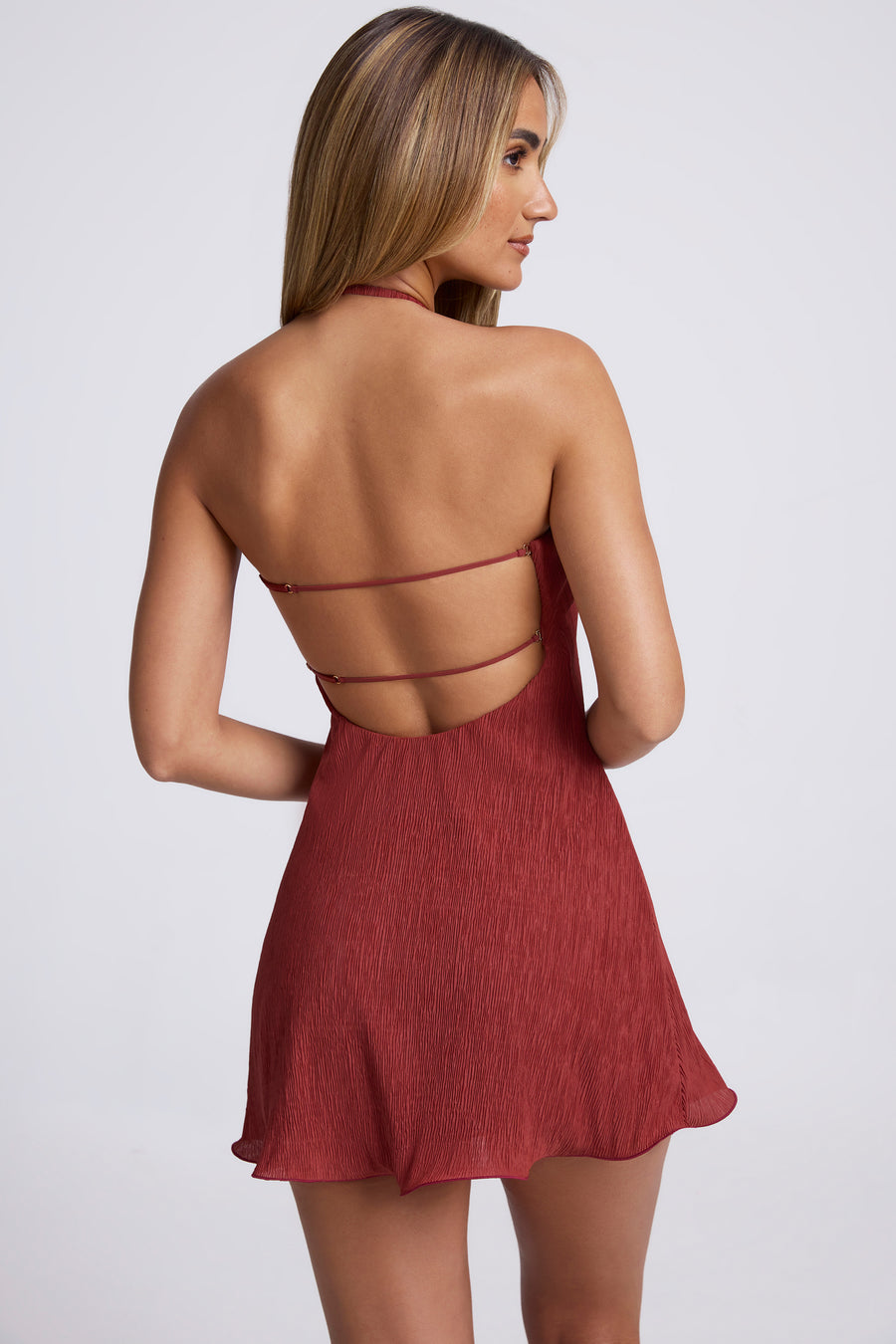 Brown Solid Mini Dress main image 1