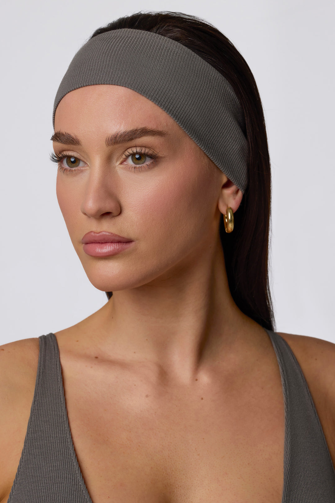 Zara Ribbed Modal Headband in Grey Oh Polly