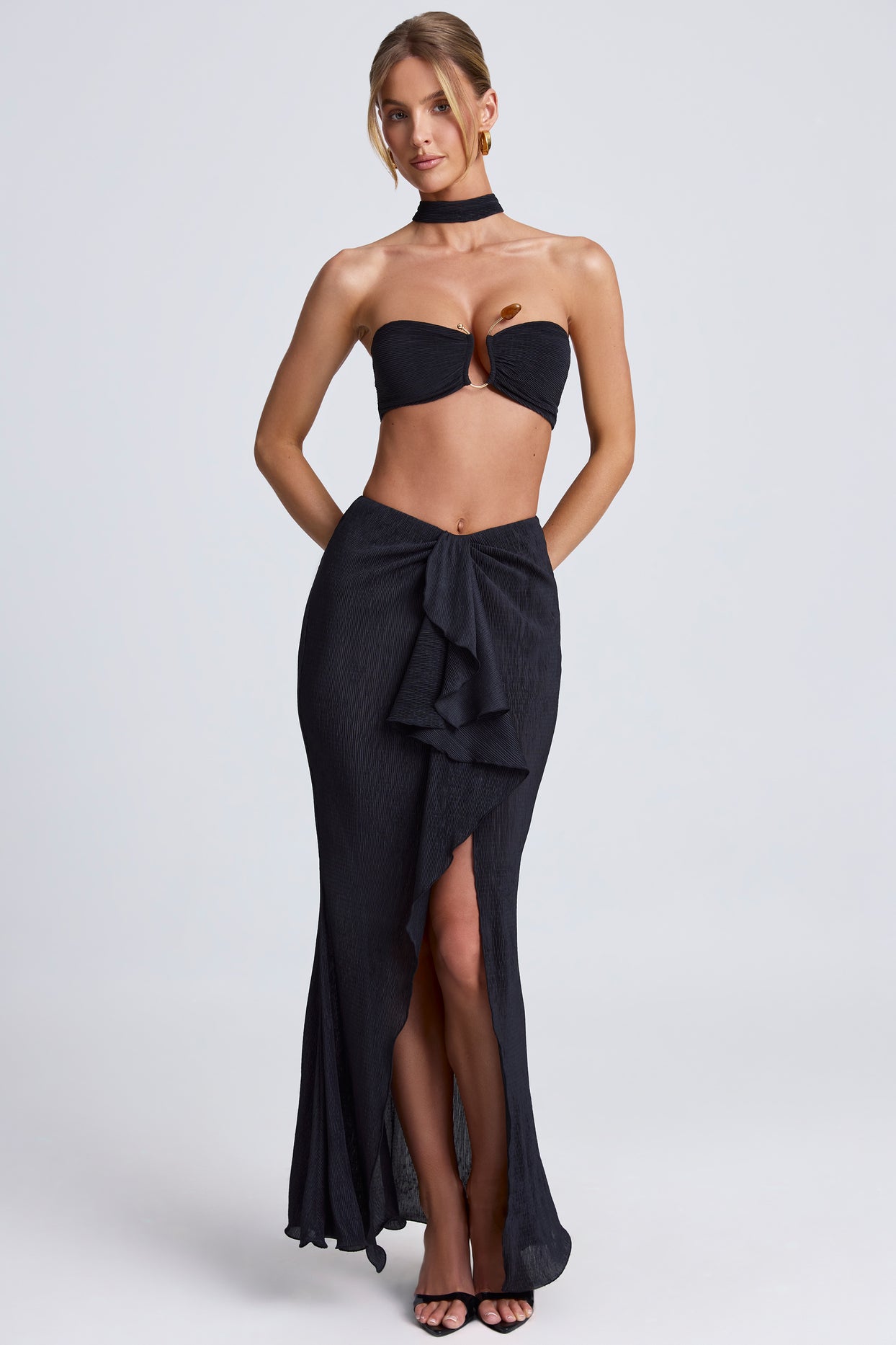 Ruffle-Trim Maxi Skirt in Black - 6
