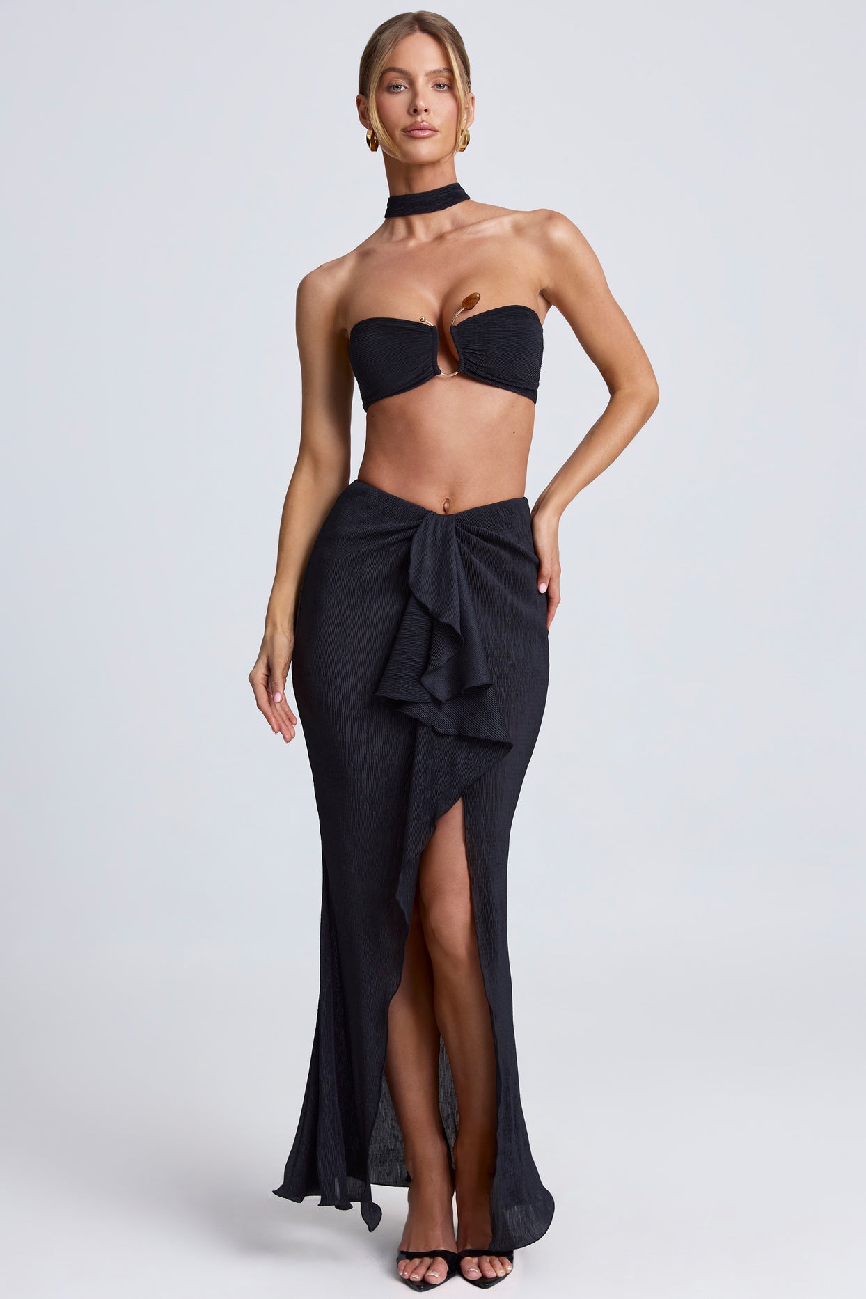 Ruffle-Trim Maxi Skirt in Black - 5