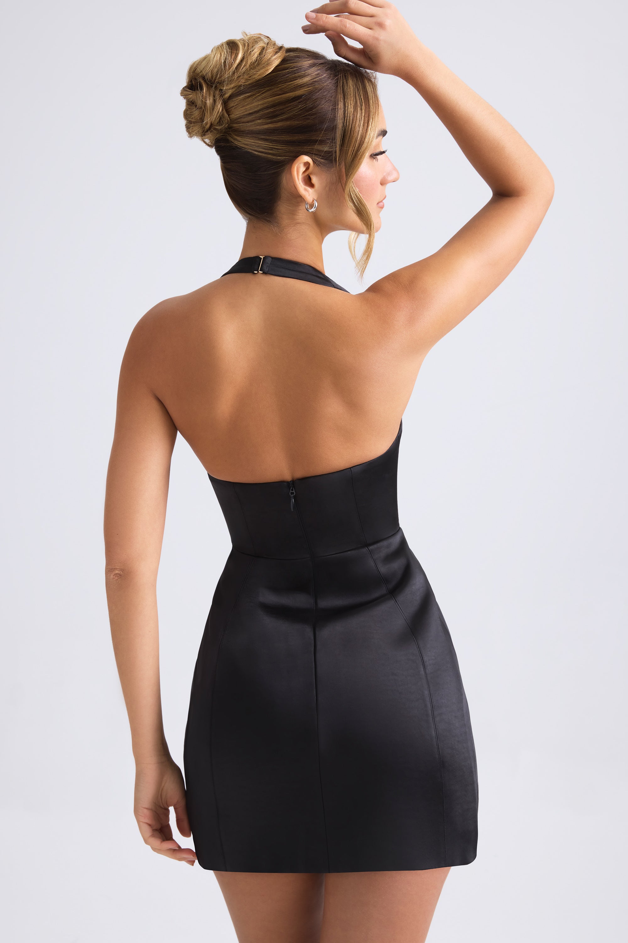 Shirin Draped Open-Back Mini Dress in Black