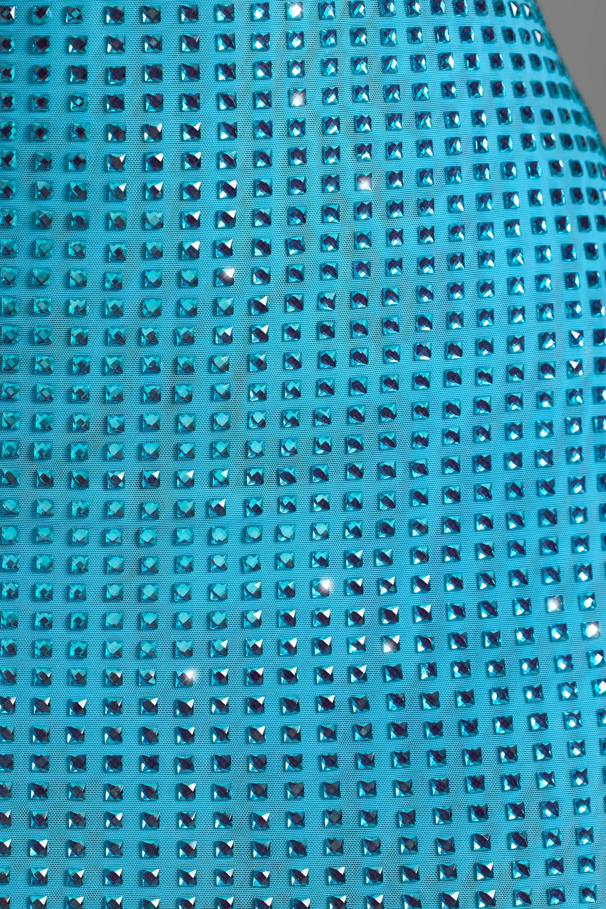 Embellished Halterneck Mini Dress in Aqua Blue - 6