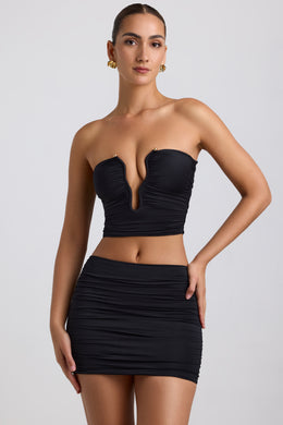 Slinky Jersey Ruched Micro Mini Skirt in Black