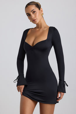 Sukienka mini o linii A z dżerseju w kolorze czarnym