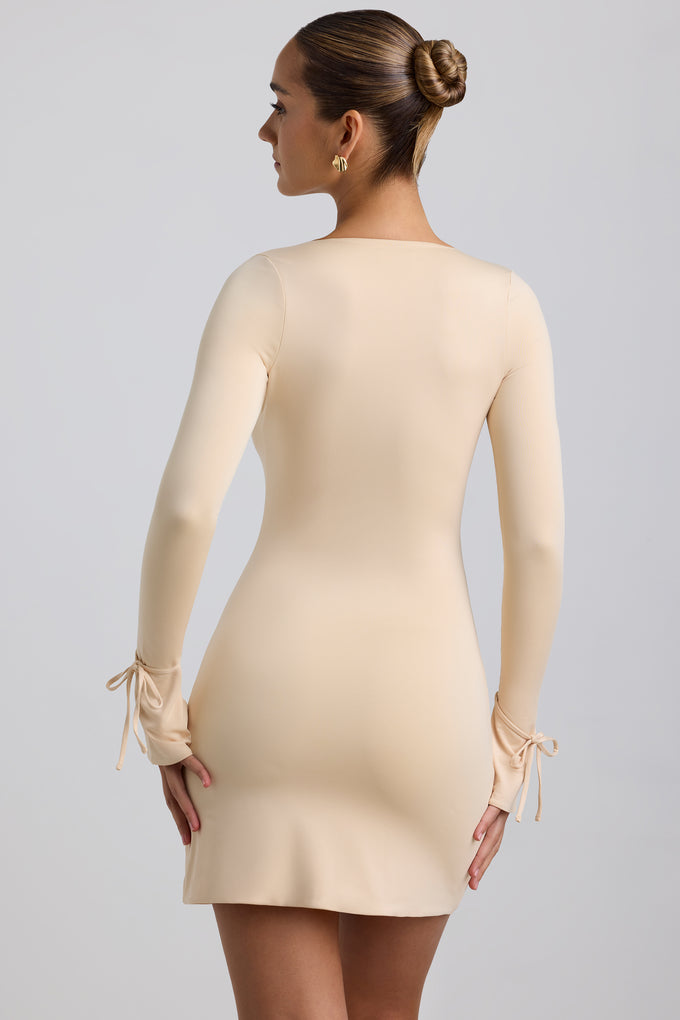 Sukienka mini z dżerseju o linii A w kolorze maślanym