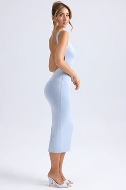 Ruched Open-Back Midaxi Dress in Light Blue