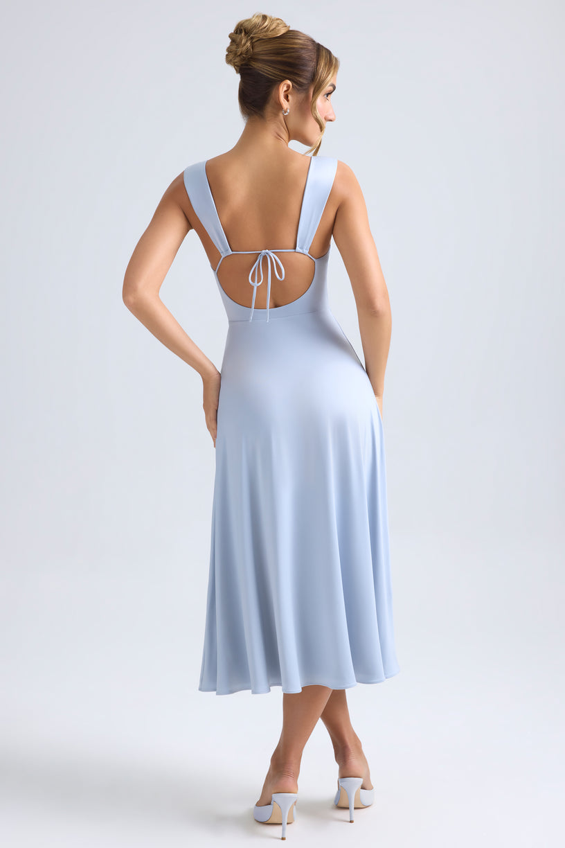 Sweetheart-Neck Ruched Midaxi Dress in Light Blue - 2