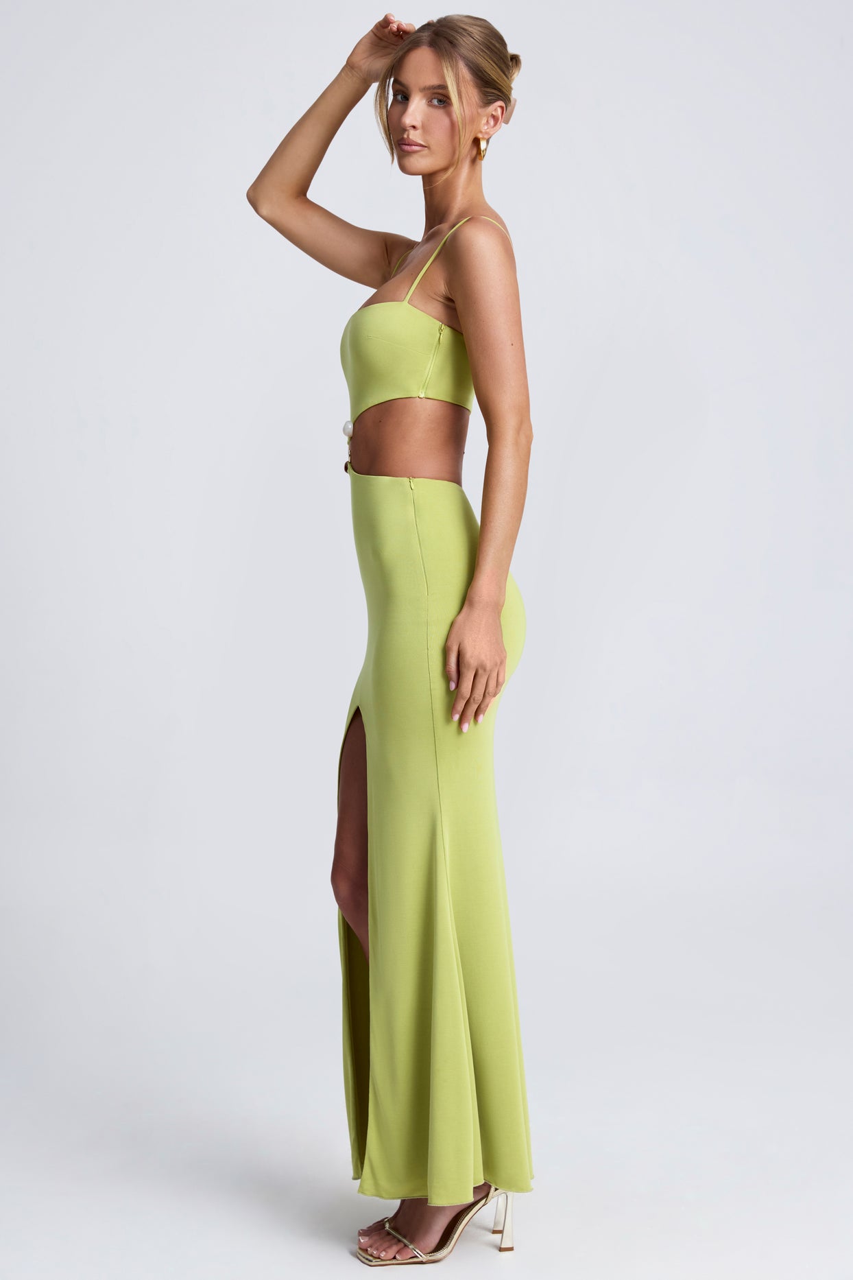Julitta Hardware Detail Cut-Out Maxi Dress in Olive Green | Oh Polly Julitta Hardware Detail Cut-Out Maxi Dress in Olive Green | Oh Polly