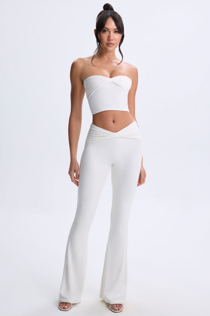 Tall Twist-Front Flared Trousers in White