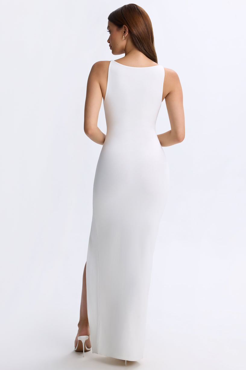 Modal Plunge Cut-Out Maxi Dress in White - 2