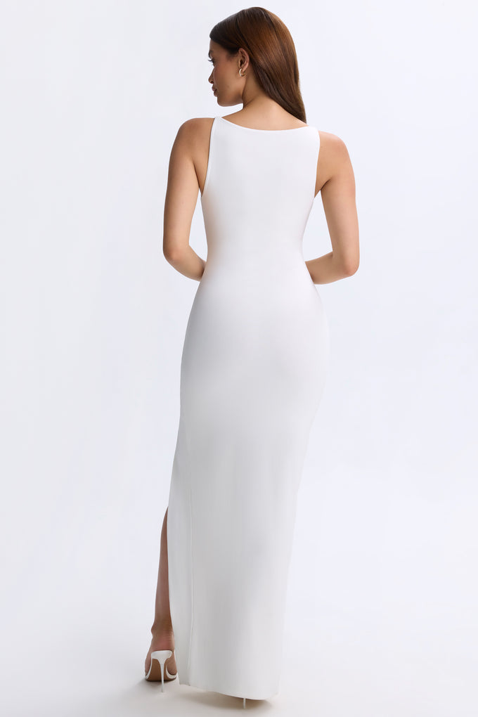 Plunge Cut-Out Maxi Dress in White