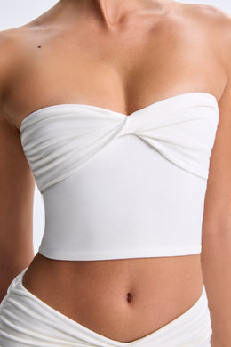 Twist-Front Bandeau Top in White