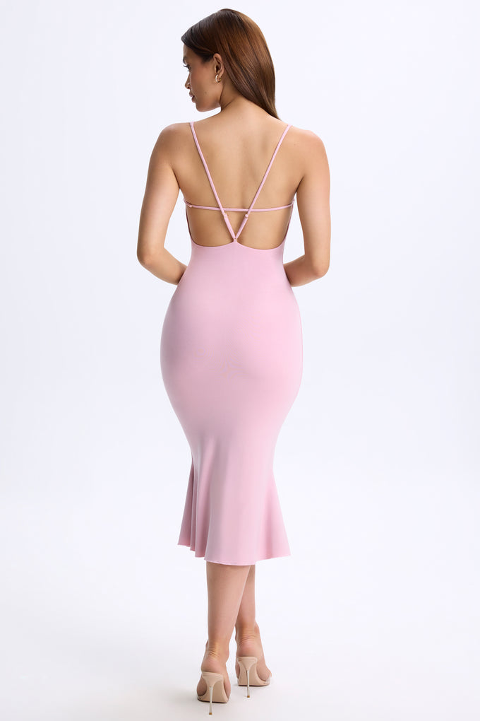 Plunge Open-Back Midaxi Dress in Blush Pink