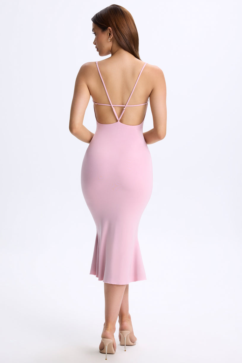 Modal Plunge Open-Back Midaxi Dress in Blush Pink - 2