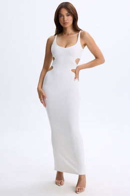 Plunge Cut-Out Maxi Dress in White