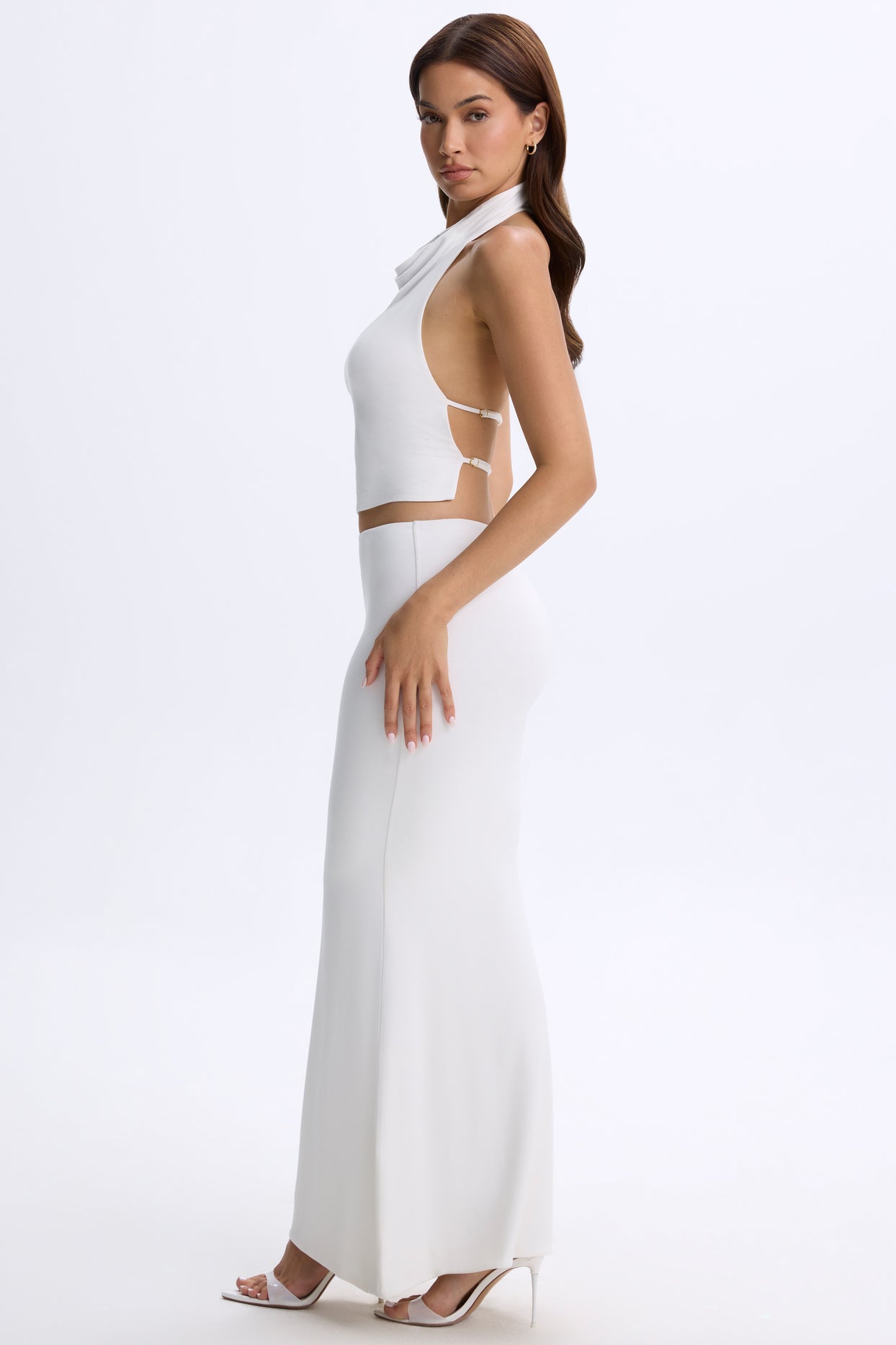 Low-Rise Maxi Skirt in White
