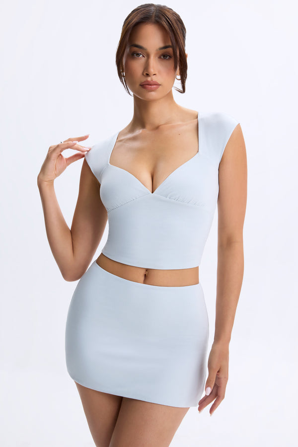 Modal Mid-Rise Micro Mini Skirt in Dusty Blue - 1