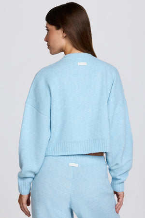 Knit Cropped Cardigan in Powder Blue