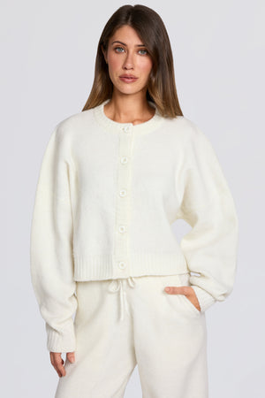 Knit Cropped Cardigan in Ivory