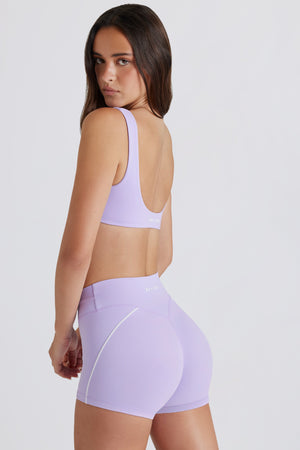 Soft Active Twist-Front Mini Shorts in Lilac