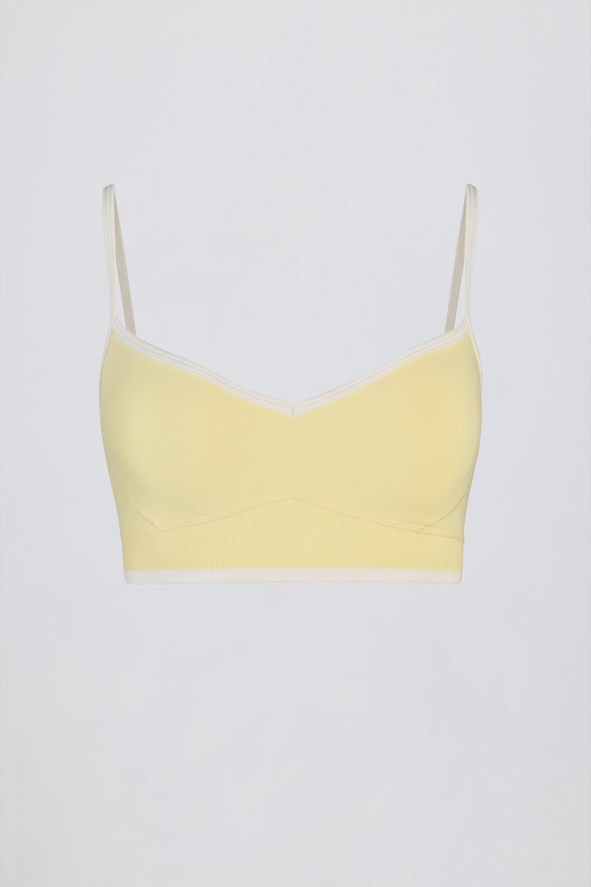 Soft Active Sweetheart-Neck Contrast Sports Bra in Lemon