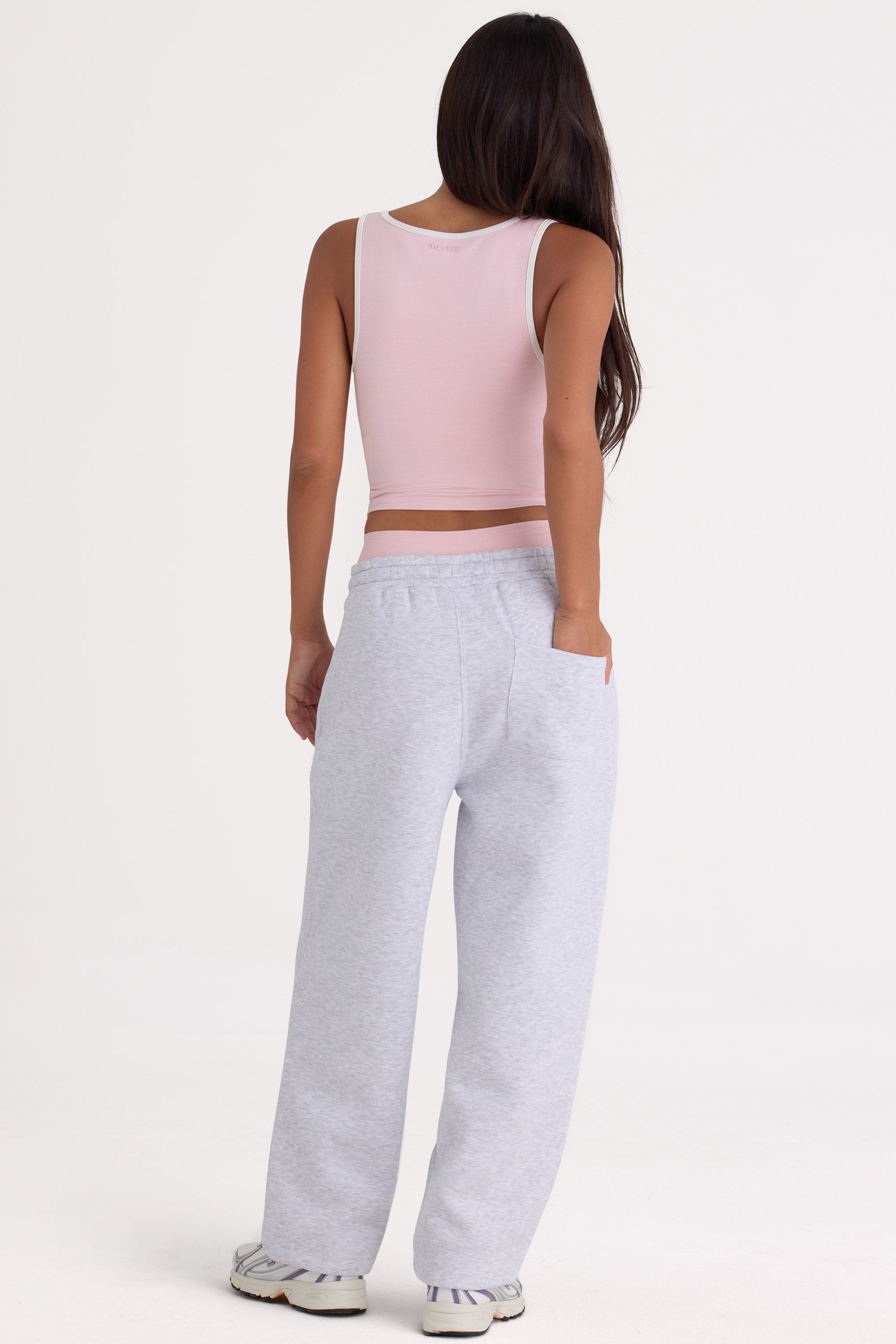 Brushed Cotton Jersey Mid-Rise Relaxed Joggers in Grey Marl - 2