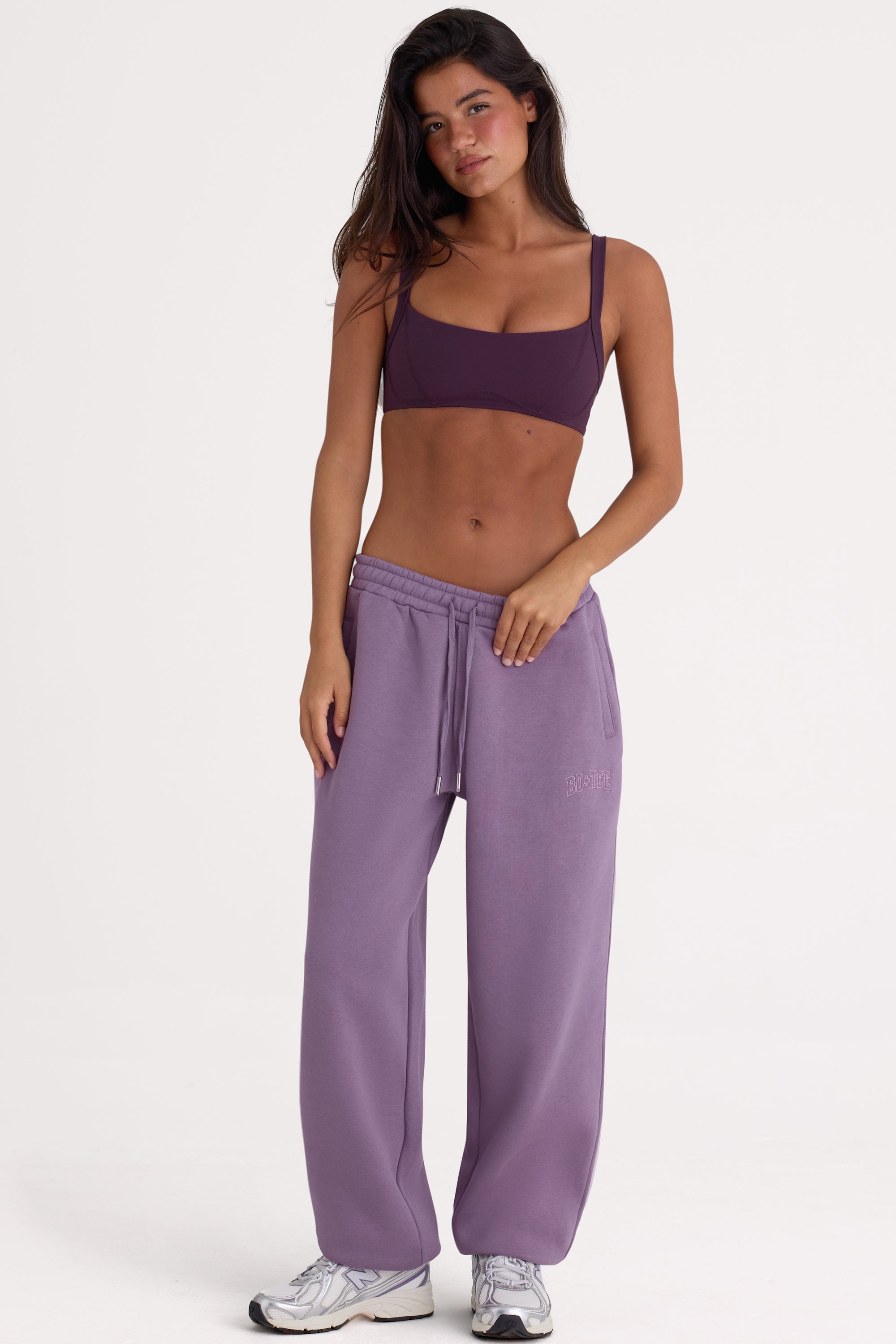 Brushed Jersey Mid-Rise Relaxed Joggers in Dusk - 1