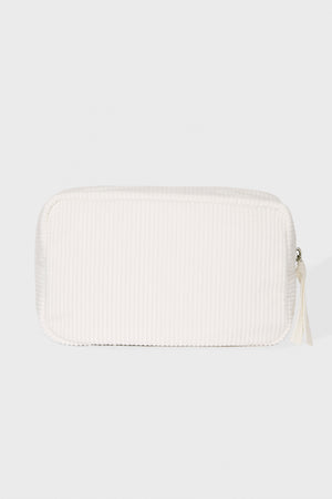 Corduroy Bow Makeup Bag in Coconut