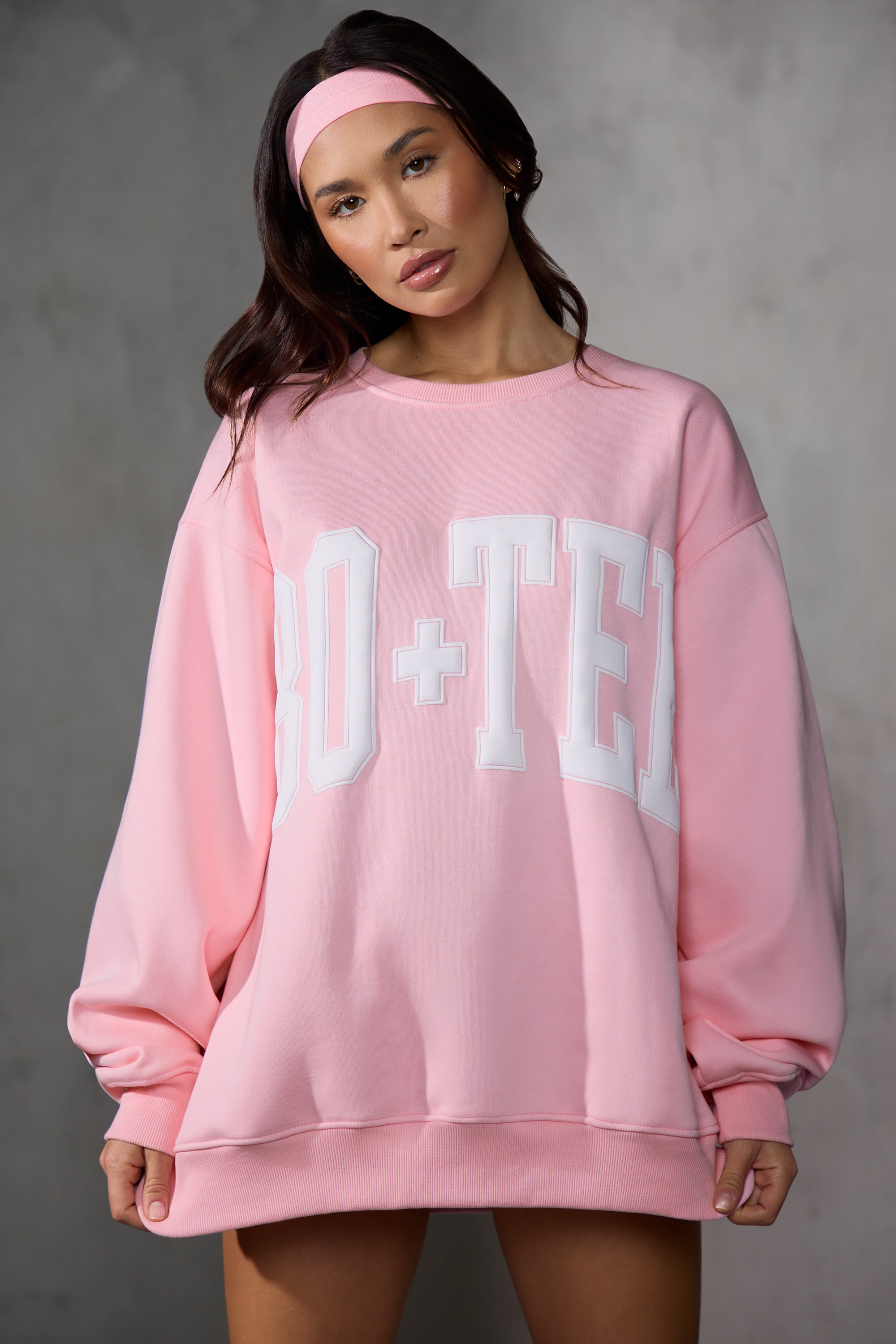 New Staples Oversized Sweatshirt in Baby Pink Oh Polly