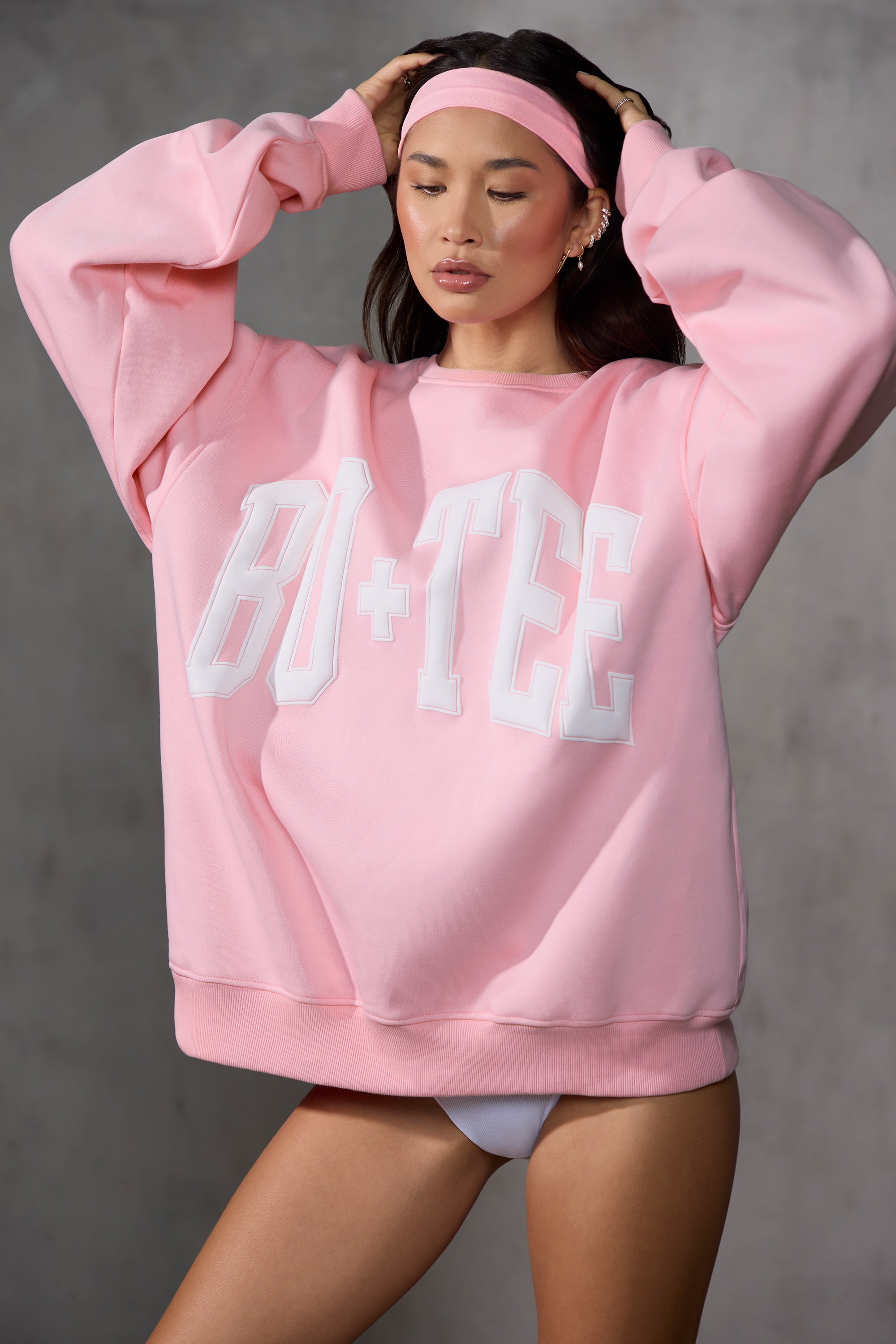 New Staples Oversized Sweatshirt in Baby Pink Oh Polly